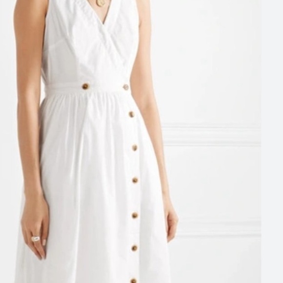 Women's J.Crew Sleeveless A-Line Poplin Dress White Size 8 - Picture 3 of 9